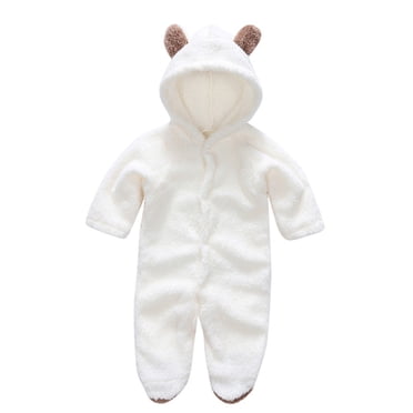 Rompers for Toddler 2024 Toddler Baby Boys Girls Color Plush Cute Bear Ears Winter Keep Warm Jumpsuit Romper New Casual Winter Jumpsuits White 12 Months