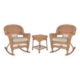 thumbnail image 1 of Jeco 3pc Wicker Rocker Chair Set in Honey with Tan Cushion, 1 of 10