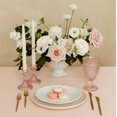 thumbnail image 4 of Weddingstar Vintage Style Pressed Glass Candle Holder - Pink - Set of 3, 4 of 4