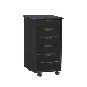 Craydon Six-Drawer Rolling Storage Cart, Black