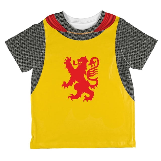 T-shirt pour Tout-Petit à Imprimé Intégral de Costume d'Armure de Lion Rampant de Chevalier d'Halloween