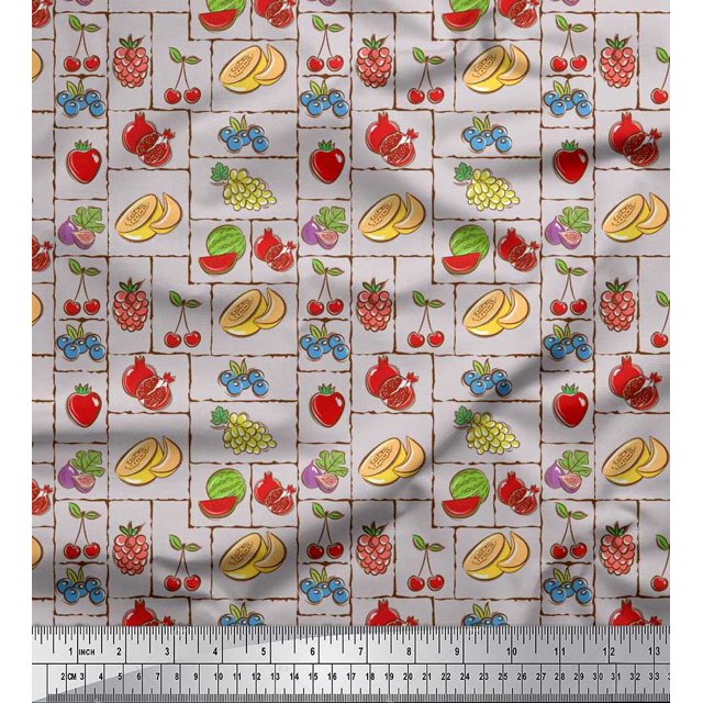Soimoi Rayon Fabric Mix Fruits Decor Fabric Printed Yard 42 Inch Wide