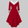 thumbnail image 4 of CEHVOM Robe Rétro de Noël pour Femme à Manches Longues en Peluche, Style Évasé Haut et Bas, 4 of 4