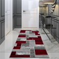 thumbnail image 1 of Lbaiet SL973R26 Red Verena Tapis de Couloir Géométrique 2 x 6 Pi, Rouge & Gris, 1 of 6