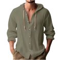 thumbnail image 2 of Gspmoly T-Shirt pour Hommes, Mode Décontractée pour Hommes, Bouton Solide, Col Rond, Manches Longues avec Capuche, Blouse d'Été, Offres de Vacances, 2 of 6