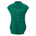 thumbnail image 4 of Timegard Hauts Grande Taille pour Femmes Coton Lin Manches Courtes Col en V Boutonné Blouse Décontractée, 4 of 6