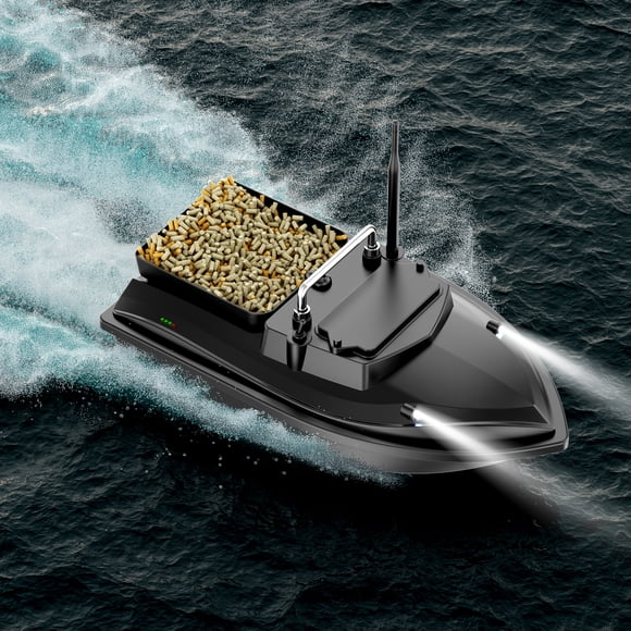 Bateau Appât de Pêche 500 m Bateau Appât Télécommandé Moteur Double Détecteur de Poisson Prise en Charge du Chargement 2 kg Correction Automatique de Croisière/route avec Veilleuse Clignotant pour la Pêche