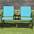 thumbnail image 3 of Gymax Patio 2-Person Glider Rocking Char Loveseat Garden w/ Tempered Glass Table Turquoise, 3 of 10
