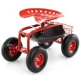 thumbnail image 1 of Gymax Cart Wagon Rolling Work Seat w/ Tool Tray Basket Planting Patio Red, 1 of 9