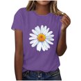 thumbnail image 2 of BVOFAR Hauts pour Femmes Été Tendance T-Shirts Graphiques Marguerite Décontractés Coupe Ample Blouses Col Rond Manches Courtes Chemises 2025, 2 of 4