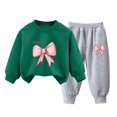 thumbnail image 2 of Pisexur Ensemble 2 Pcs pour Bébé Filles Garçons Automne Hiver Mode Décontractée Polaire Manches Longues Col Rond Chandails en Molleton et Pantalons Vêtements de Détente Imprimé Mignon Ensemble de Survêtement pour Enfants 3-8 Ans, 2 of 4
