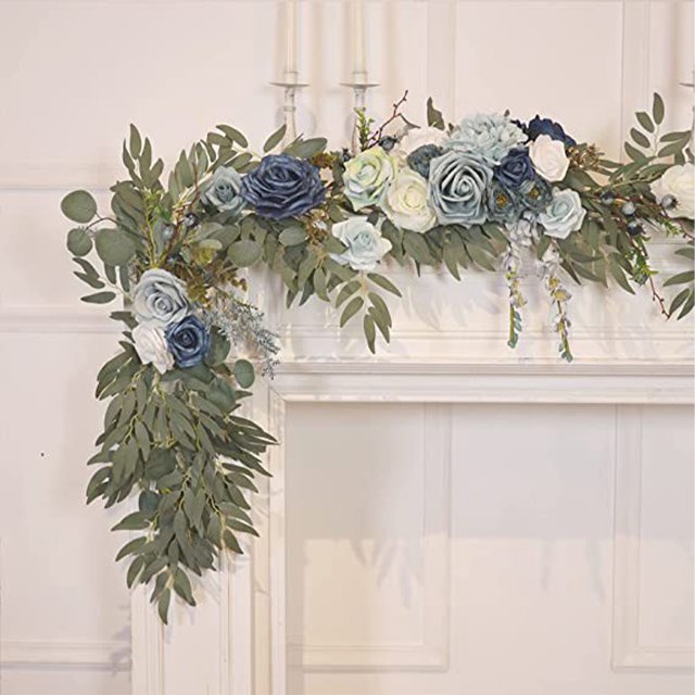 mmirethe Durable Artificial Flower Table Runner - Good Texture Exquisite Crafted Decoration Wedding White 1Set