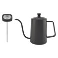 thumbnail image 1 of Théière à col de cygne, bouilloire à café en acier inoxydable 600 ml théière à bec col de cygne avec thermomètre(noir), 1 of 12