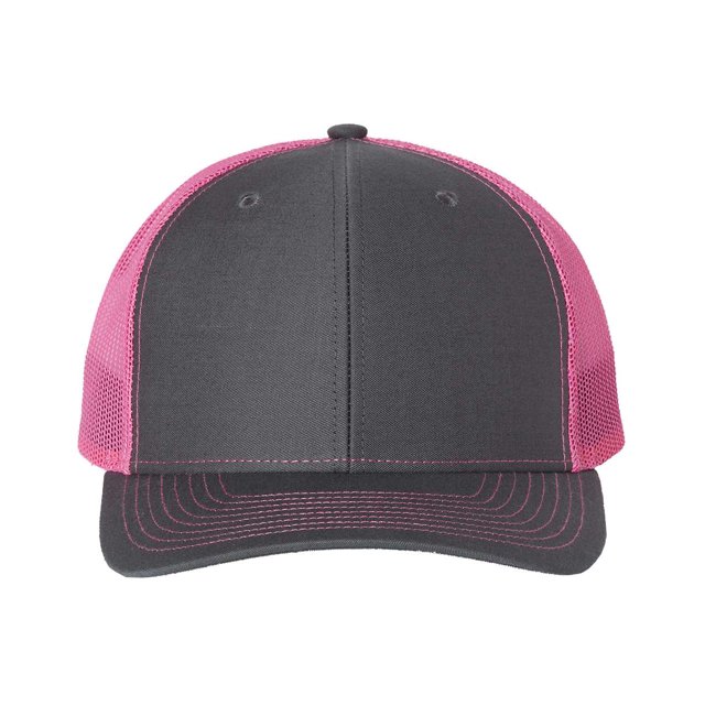 Adjustable Snapback Trucker Cap, Adjustable, CharcoalNeon Pink