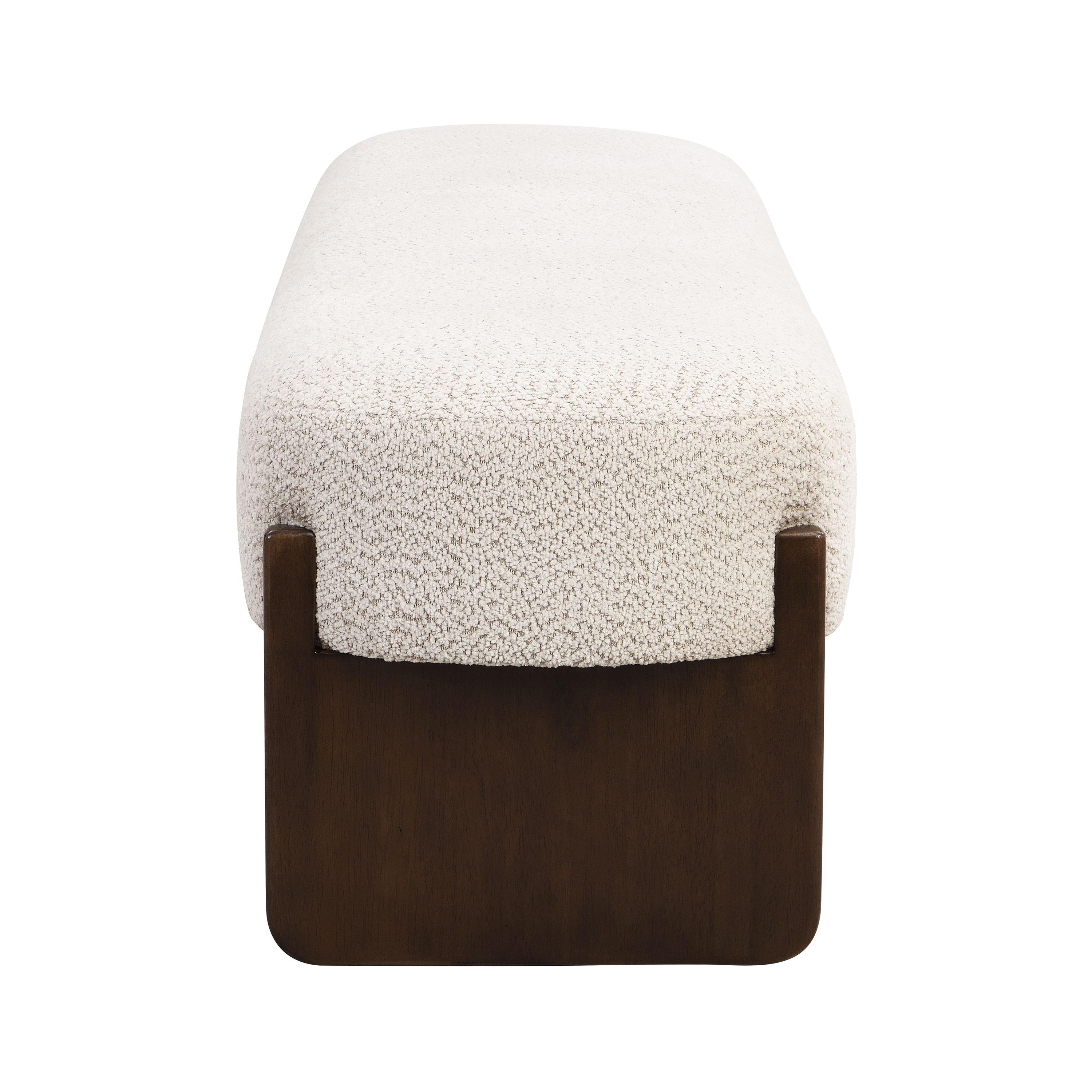 Noble House Élégant Ottoman en fil de boucle Beige, rembourrage rectangulaire en peluche avec cadre en bois technique et pieds en caoutchouc,Beige+ brun