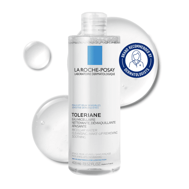 La Roche-Posay Toleriane Eau Micellaire, Nettoyant Doux Sans Rinçage avec Glycérine pour Peau Sensible, 400 ml