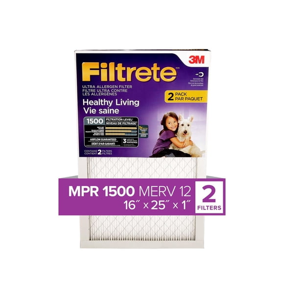 Filtrete MPR 1500 Allergen, Bacteria & Virus Air Filters, 16 in x 25 in x 1 in