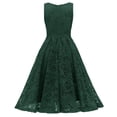 thumbnail image 3 of HKEJIAOI Liquidation d'Économies Robe de Bal Cadeau de la Saint-Valentin Femme Col en V Dentelle à Blocs de Couleur Drapée Patchwork Mignonne Robe de Soirée Formelle Vert Armée, 3 of 4