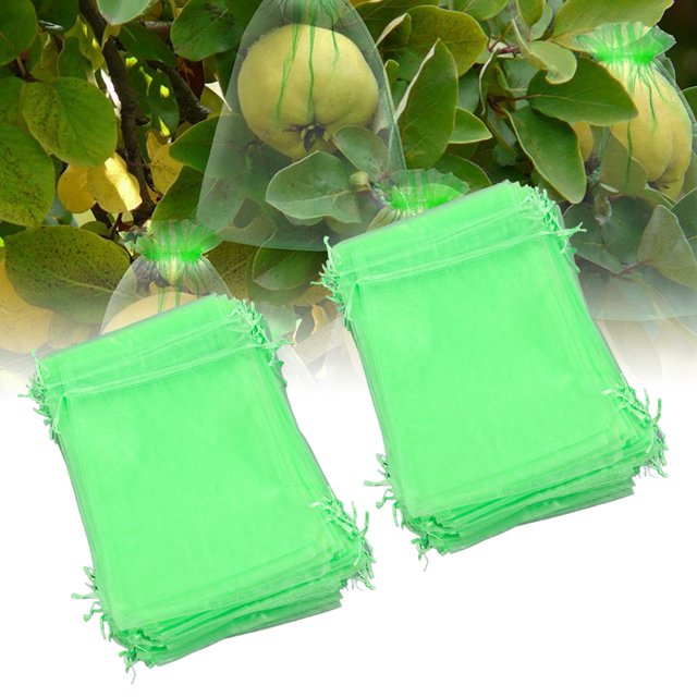 100 Sacs en Filet pour Fruits, Sac Barrière en Maille de Jardin Réutilisable pour Protéger les Fruits et Légumes