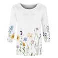 thumbnail image 4 of IROINID T-Shirt à Manches Longues en Polyester pour Femmes T-Shirt Col Rond Décontracté Blouse Imprimée Automne Chandail en Molleton, Jaune, 4 of 5