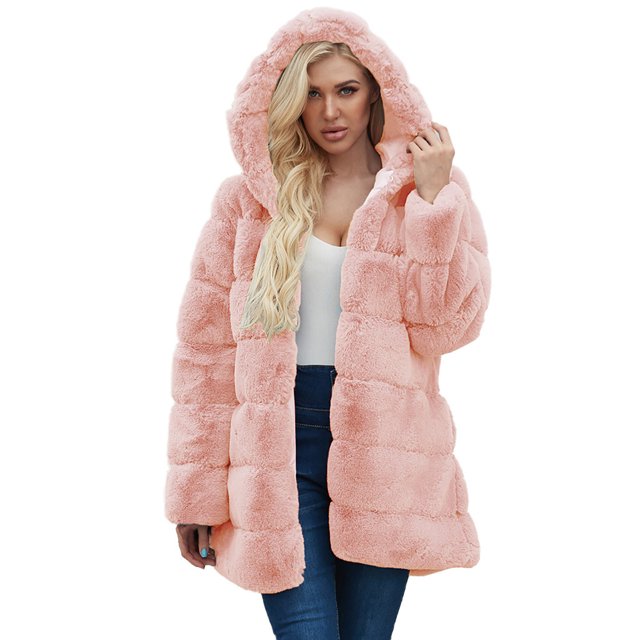 Veste pour Femmes Hiver Femmes Dames Uni Chaud Manteau en Faux Manteau Veste Hiver Col Rabattu Vêtement d'Extérieur