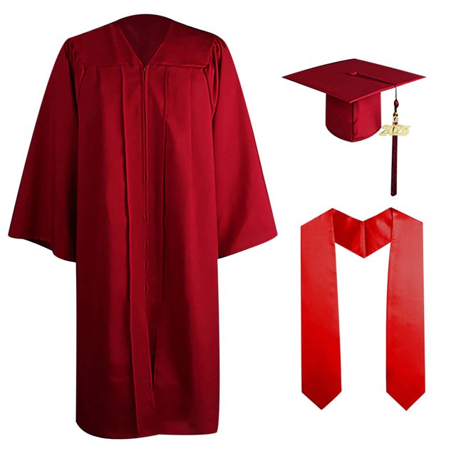 Ensemble Robe de Collation des Grades et Bonnet pour Adulte - Charme Année 2024, Robe en Polyester Unisexe avec Fermeture Éclair