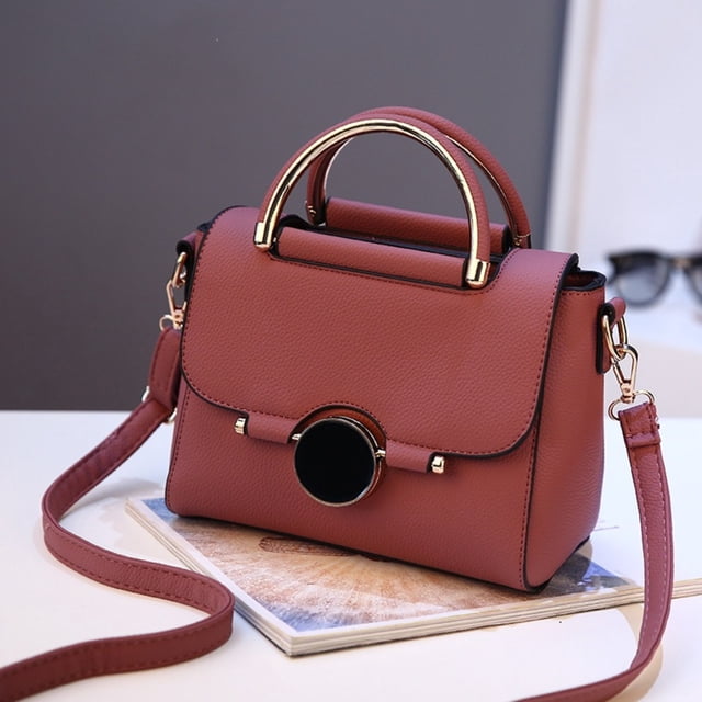 Nestbag Sac à Main Besace Carré Petit pour Femmes Corail Rouge, Sac à Bandoulière en Cuir PU avec Cadenas Circulaire et Rabat