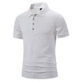 thumbnail image 3 of LSLJS Men Casual Solid Button Short Sleeve Lapel Collar Pullover T Shirt Tops, Mens Shirts Summer Clothes, 3 of 8