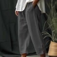 thumbnail image 2 of Timegard Womens Cotton Linen Pants Elastic Waisted Drawstring Capri Pants Casual Loose Trousers with Pockets, 2 of 6
