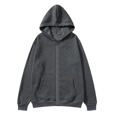 LMKIHUSA Chandails à Capuchon de Sport pour Hommes à Fermeture Éclair Complète Chandails à Manches Longues Unis Col Ras du Cou Coupe Ajustée Hauts Décontractés Tendance Confortables Chandails à Capuchon avec Poches Gris Foncé,TTG