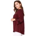 thumbnail image 4 of GRACE & GRANDEUR Hauts Décontractés Unis à Manches Raglan pour Femmes Grande Taille Bourgogne 2X, 4 of 6