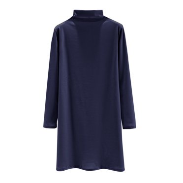 cfhntfmh Casual Dresses for Women Comfy Fleece Long Sleeve Knee Length Dress Fall Soft Mock Neck Lounge Sweater Dress