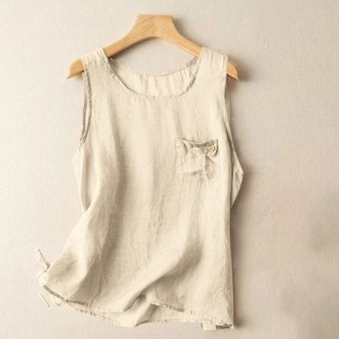 Styesk Tank Top for Women Women's Summer Cotton And Linen Camisole Sleeveless Solid Color Casual T-shirt Camisole