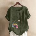 thumbnail image 2 of XZNGL Summer Tops for Women Sexy Women Summer Sexy Print Regular Button Round Neck Short Sleeve Women Short Sleeves Top Womens Short Sleeve Tops Sexy Summer Tops for Women Short Sleeve Tops, 2 of 9