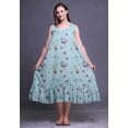 thumbnail image 4 of Bimba Robe de Nuit Mi-Mollet Bleu Bébé à Feuilles Florales et Roses pour Femmes, Coton Imprimé, Sans Manches, Robe de Nuit Maxi X-Small, 4 of 6