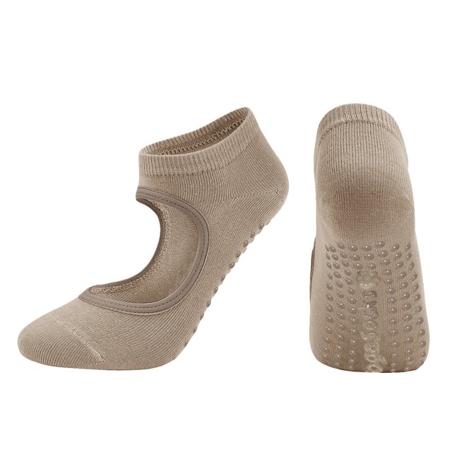 Ladies' Solid Color Backless Grip Socks Yoga Ankle Sports Socks Ladies' Anti Slip Slippers Socks