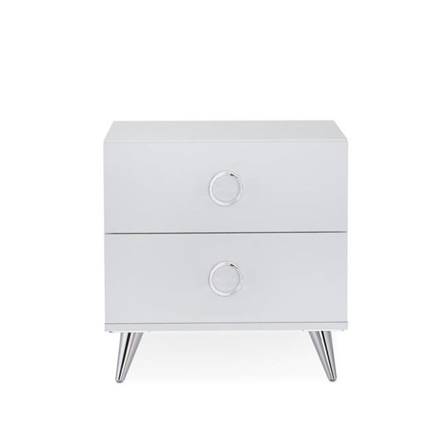 HomeRoots Furniture 253443 Particle Board, MDF White Nightstand