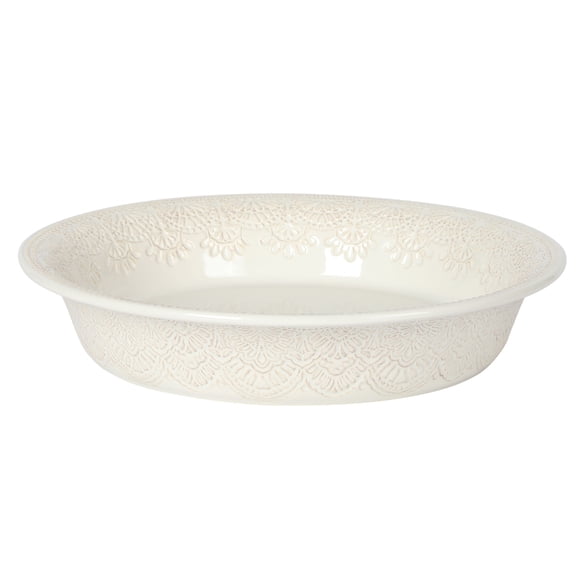 The Pioneer Woman Vintage Lace 10" Cream Ceramic Pie Pan and Tart Dish