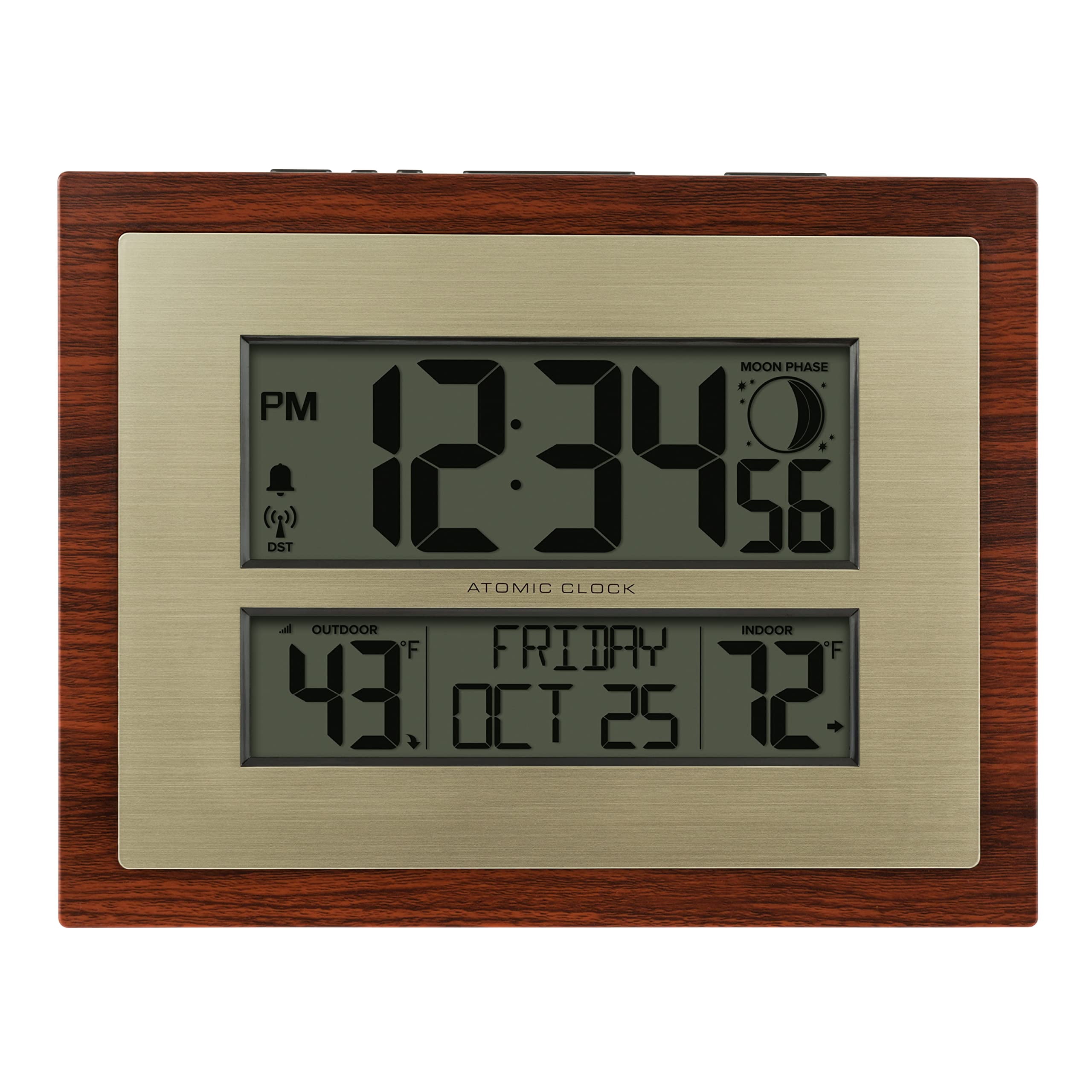 La Crosse Technology 513-23137-INT Horloge Numérique Atomique avec Phase de Lune et Calendrier