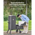 thumbnail image 2 of KFFKFF Charcoal Offset Smoker, Heavy-Duty Steel BBQ Offset Smoker with Side Firebox, Movable Outdoor Barbecue Smokers with 6 Adjustable Grates, Thermometer & Air Vents, 2 of 9
