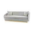thumbnail image 2 of K-Living  Penelope Plush Velvet Sofa In Grey With Gold Accent And Throw Pillows, 2 of 4