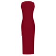 thumbnail image 5 of Summer Dresses for Women Trendy Sleeveless Boho Ribbed Drawstring Sundress Ruched Sexy High Slit Bodycon Maxi Dress, 5 of 5