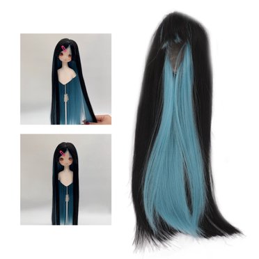 Dual Color Simulation Soft Doll Long Straight  With Bangs 1/4 Ball Joint, High Temperature Fiber, Fits Head Size 18.5-21cm For Fashionable And Lifelike Dolls