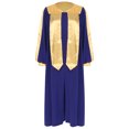 thumbnail image 3 of Raenseen Robe de Chorale Unisexe de Luxe à Col en V à Manches Longues Robe de Doctorat Costume de Juge Robe de Collation des Grades Bleu m, 3 of 7