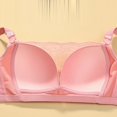 thumbnail image 3 of Virmaxy Womens Wireless Bra Oversized Gathered Comfortable Breathable Underwear (Plus Extended Buckle) Everyday Bra Embroidered Glossy Comfortable Breathable Bra Underwear No Rims Pink-1 34, 3 of 8