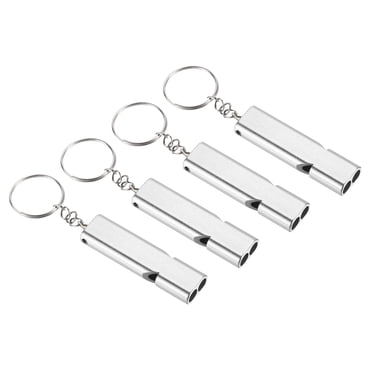 Uxcell 4 Pcs Sifflet de Survie Tubes Doubles Sifflets Super Bruyant pour Extérieur Argent