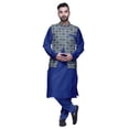thumbnail image 1 of Atasi Kurta Churidar Uni pour Homme à Col Mandarin, Pyjama et Ensemble de Veste Nehru Imprimée, 1 of 1