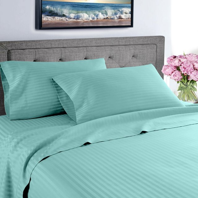 EIGTHTAIL Fresh Linen Collection 600 Thread Count Hotel Striped 100% Egyptian Quality Cotton Deep Pocket Sheet Set (King Gray)