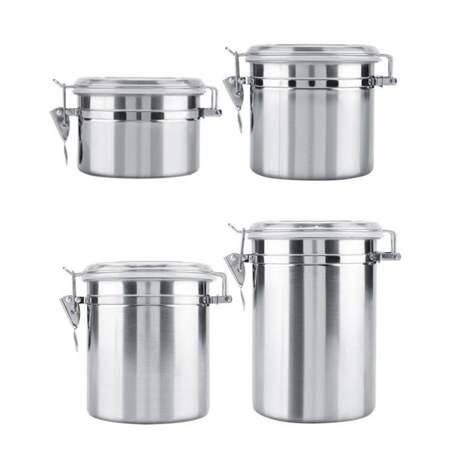 Coofit Food Storage Container Sealed Stainless Steel Airtight Canister for Tea Coffee