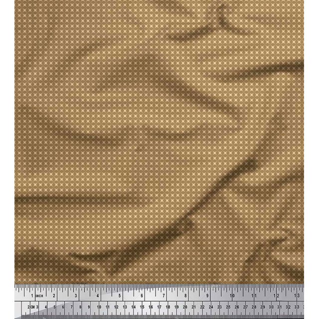 Soimoi Brown Poly Georgette Fabric Artistic Geometric Decor Fabric Printed Yard 52 Inch Wide